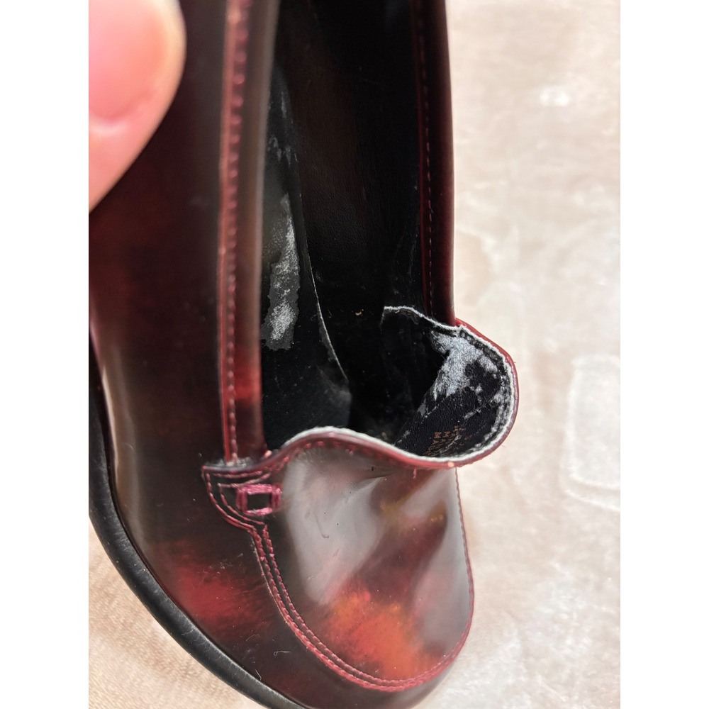 Gianni Bini Burgundy Oxblood Heeled Loafers Chunky Block Heel 90s Y2K Grunge 7B - Picture 10 of 12